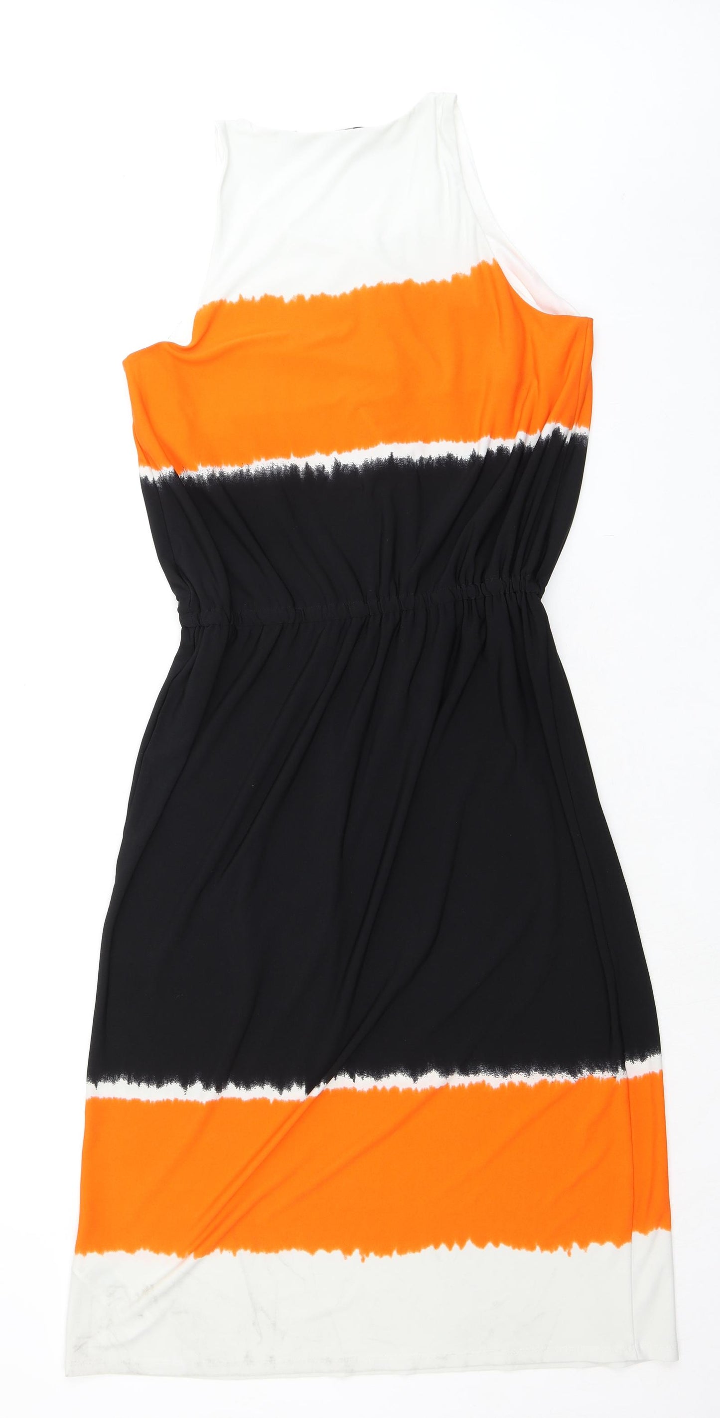 Principles Womens Black Colourblock Polyester Tank Dress Size 14 Round Neck Drawstring - Ombre