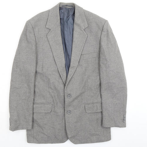 Essentials Mens Grey Wool 2 Piece Suit Jacket Size 38 Regular