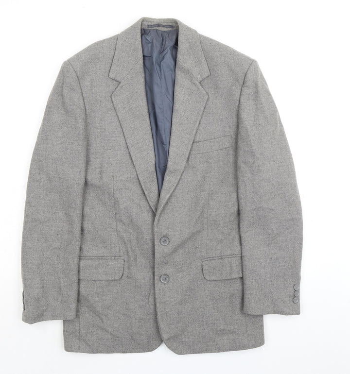 Essentials Mens Grey Wool 2 Piece Suit Jacket Size 38 Regular