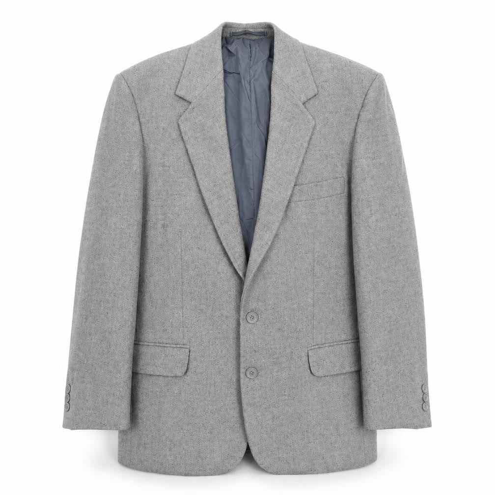 Front view of Essentials men’s grey wool 2 piece suit jacket, size 38, regular
