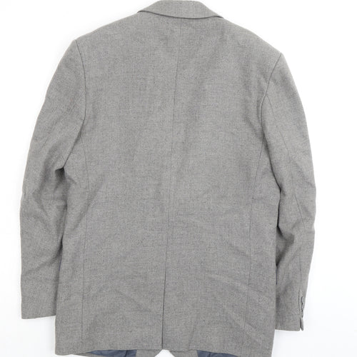 Essentials Mens Grey Wool 2 Piece Suit Jacket Size 38 Regular