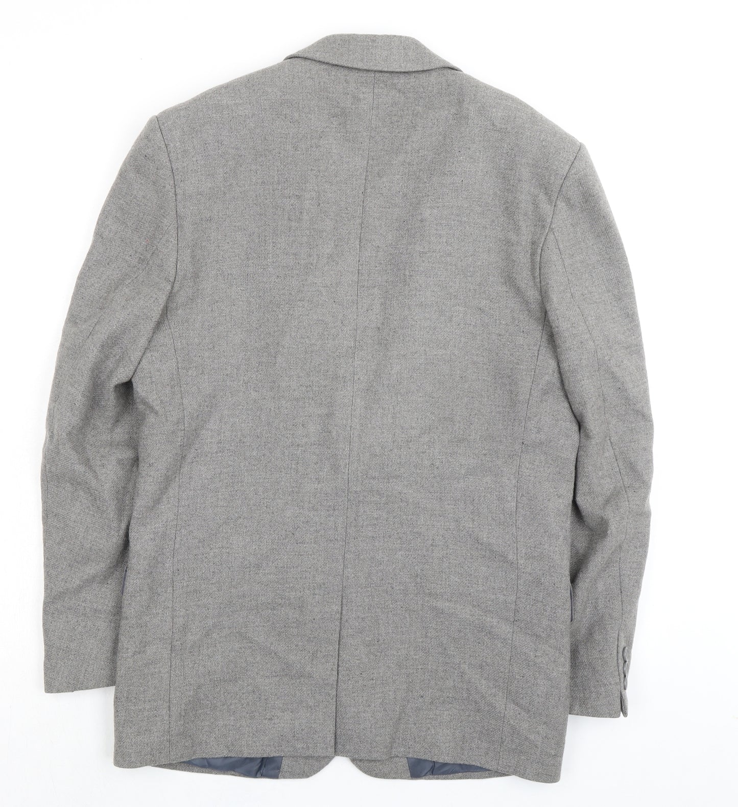 Essentials Mens Grey Wool 2 Piece Suit Jacket Size 38 Regular