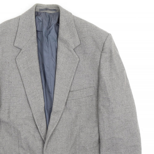 Essentials Mens Grey Wool 2 Piece Suit Jacket Size 38 Regular