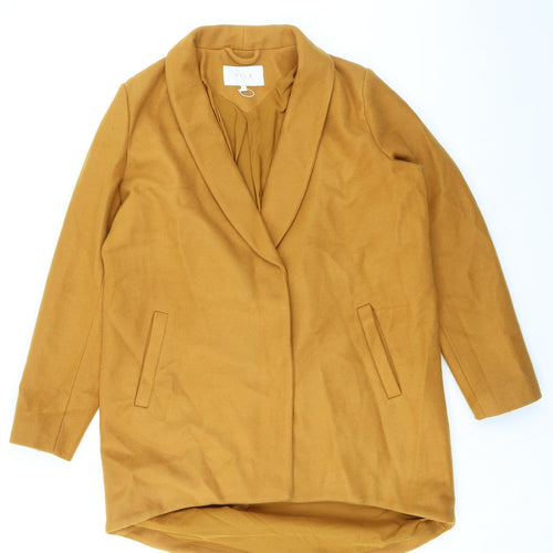 VILA Womens Yellow Overcoat Coat Size 8 Snap