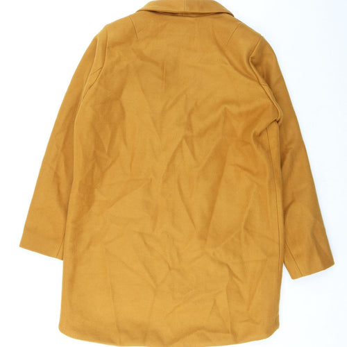VILA Womens Yellow Overcoat Coat Size 8 Snap