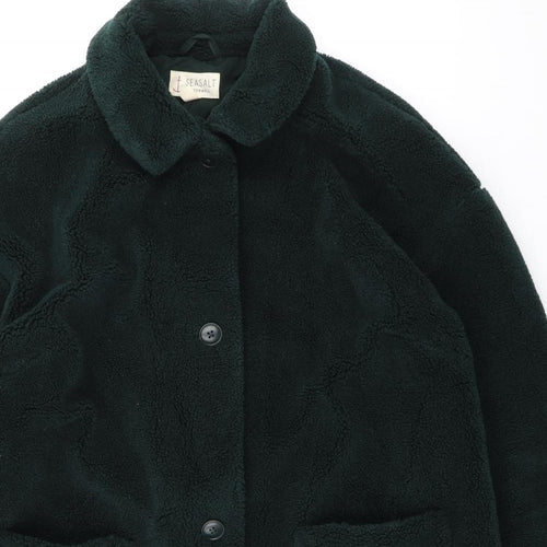 Seasalt Womens Green Overcoat Coat Size 18 Button - Textured