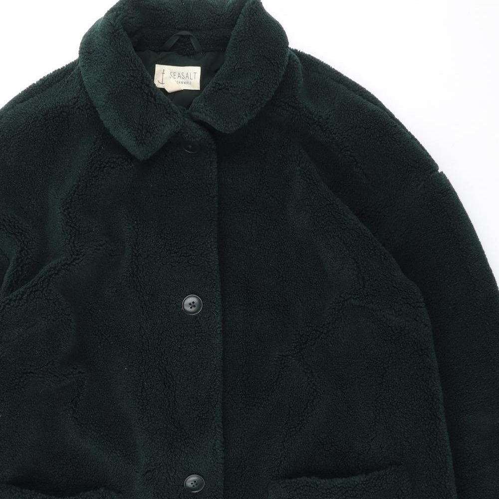 Seasalt Womens Green Overcoat Coat Size 18 Button - Textured