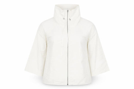 Front view of Principles women’s ivory jacket, size UK 10, zip - pull cord collar
