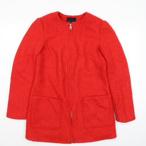 New Look Womens Red Jacket Size 10 Zip - Collarless