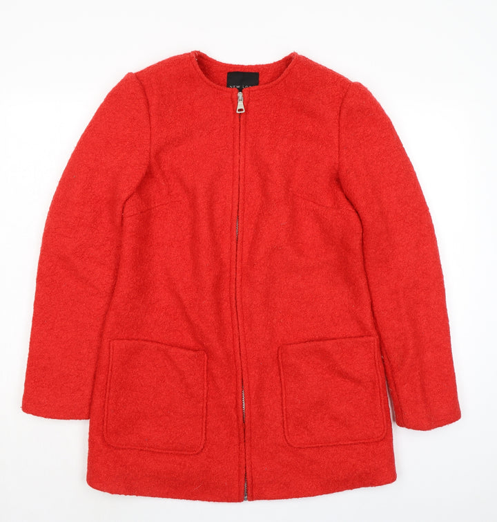 New Look Womens Red Jacket Size 10 Zip - Collarless
