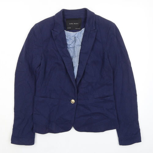 Zara Womens Blue Jacket Size M Button - Single Button Closure