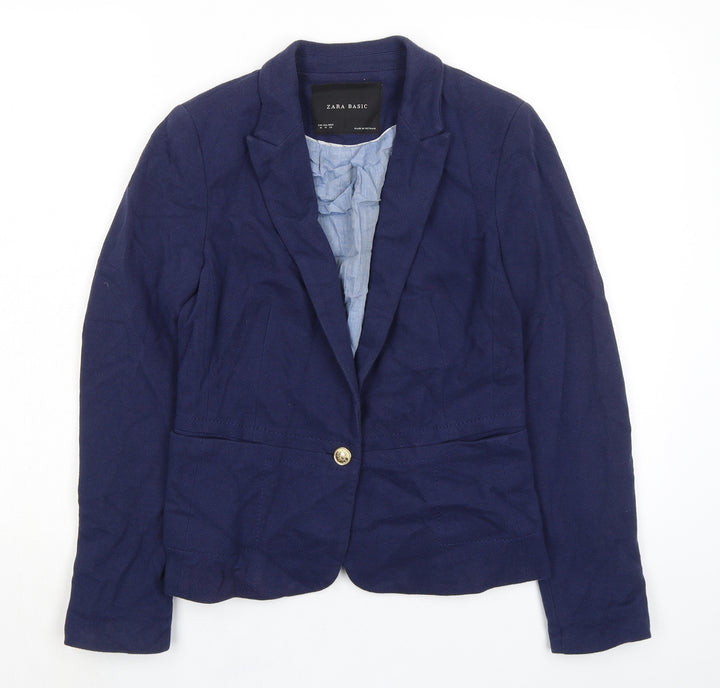 Zara Womens Blue Jacket Size M Button - Single Button Closure