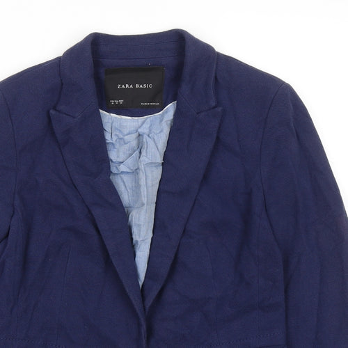 Zara Womens Blue Jacket Size M Button - Single Button Closure