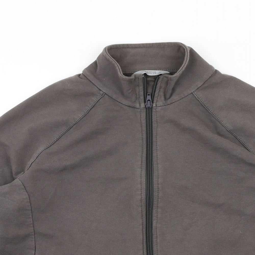 Marks and Spencer Womens Grey Cotton Full Zip Sweatshirt Size 14 Zip