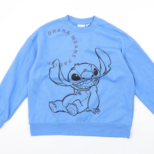 Disney Womens Blue Polyester Pullover Sweatshirt Size S Pullover - Lilo & Stitch