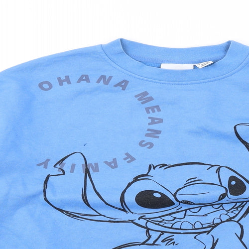 Disney Womens Blue Polyester Pullover Sweatshirt Size S Pullover - Lilo & Stitch