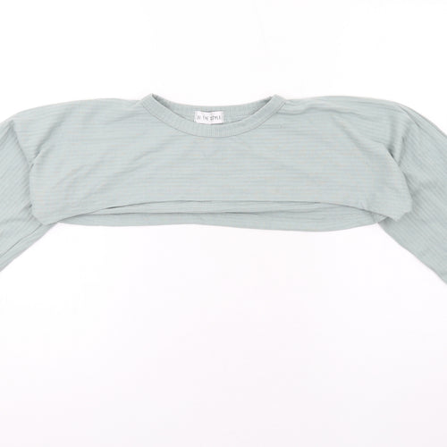 In the Style Womens Green Polyester Cropped T-Shirt Size 14 Round Neck