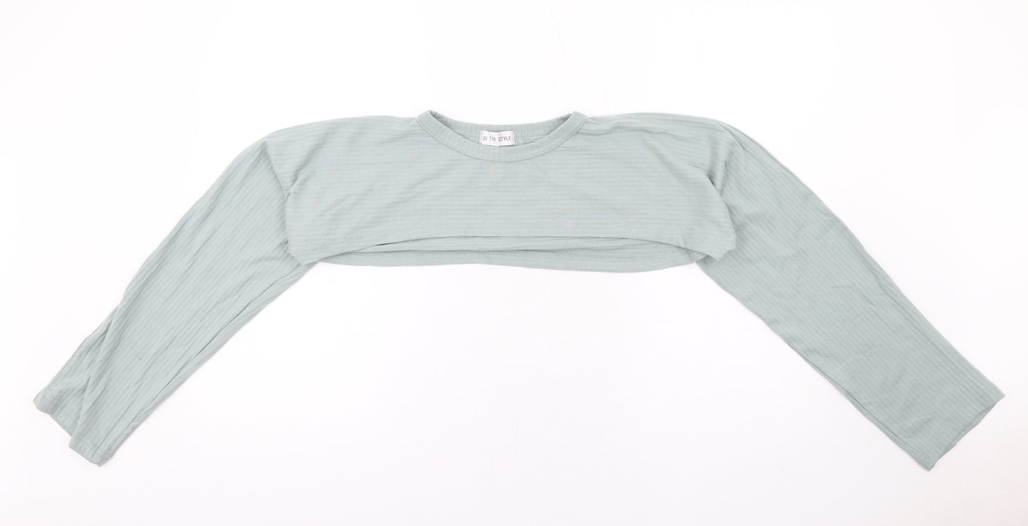 In the Style Womens Green Polyester Cropped T-Shirt Size 14 Round Neck