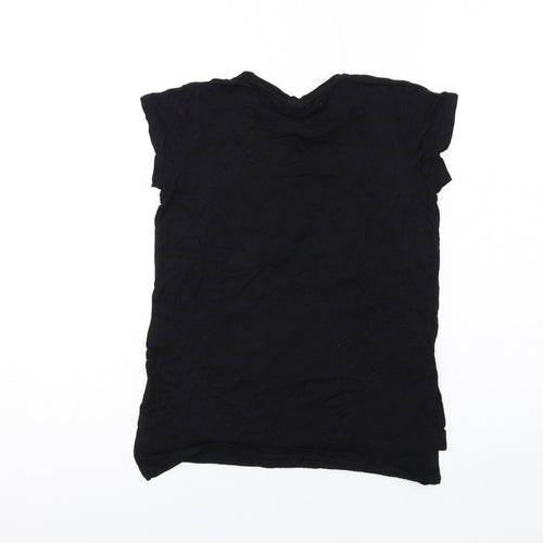 Bravado Girls Black Vinyl Basic T-Shirt Size 11-12 Years Round Neck Pullover - Reversible Sequins