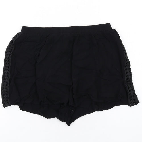 New Look Womens Black Vinyl Basic Shorts Size M Regular Pull On