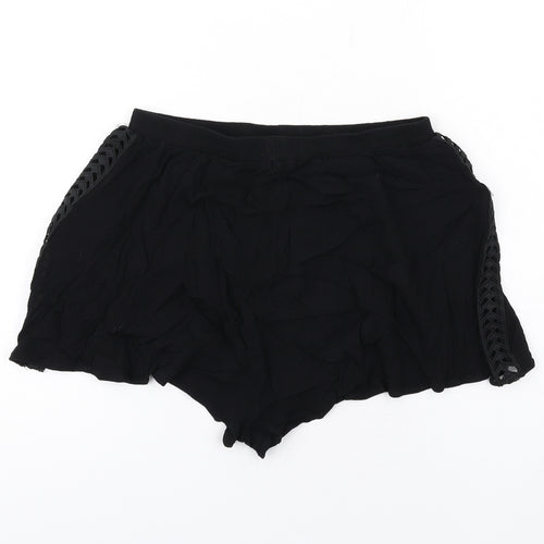 New Look Womens Black Vinyl Basic Shorts Size M Regular Pull On