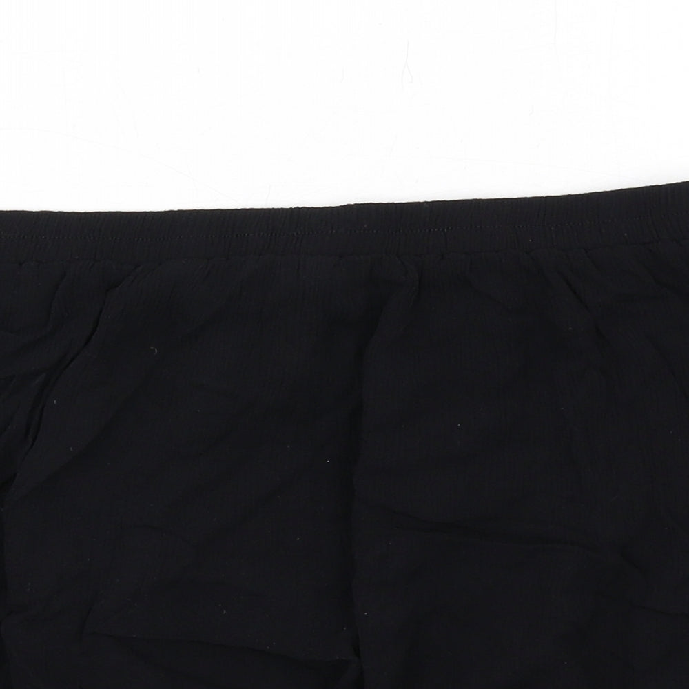 New Look Womens Black Vinyl Basic Shorts Size M Regular Pull On