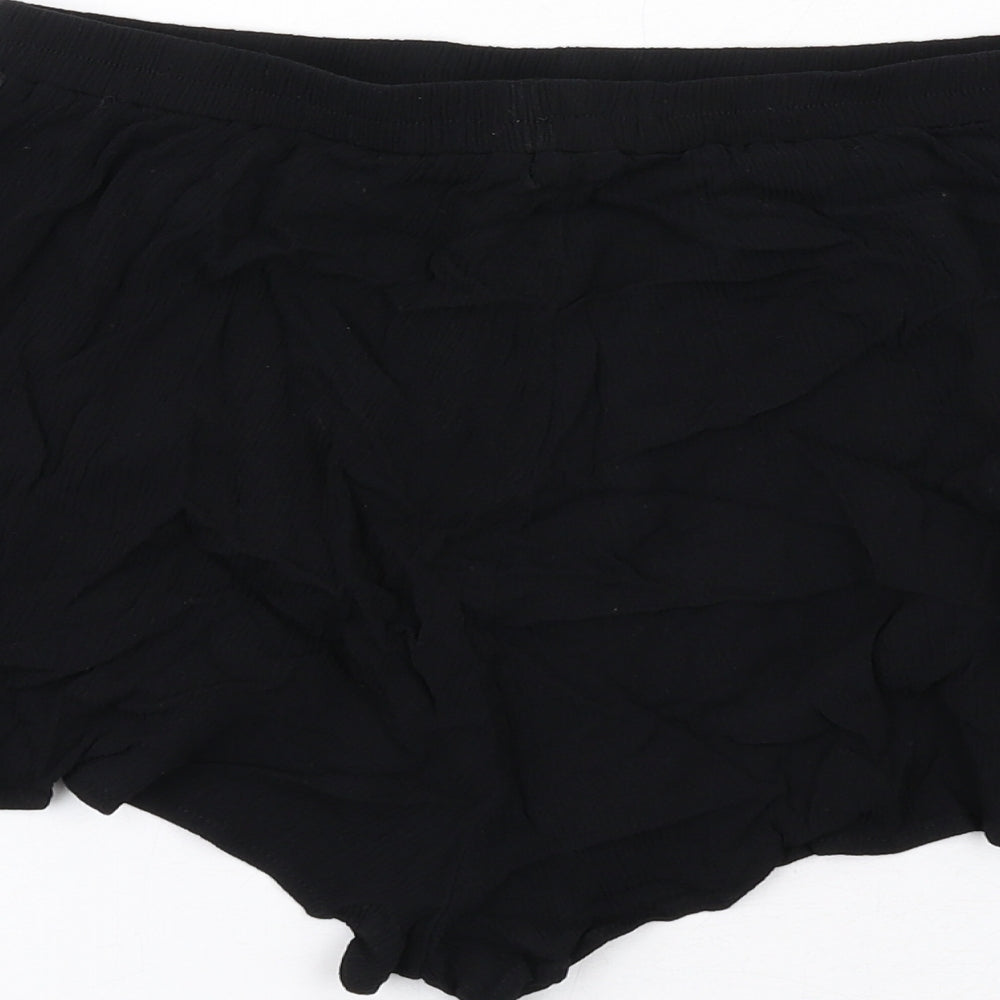New Look Womens Black Vinyl Basic Shorts Size M Regular Pull On
