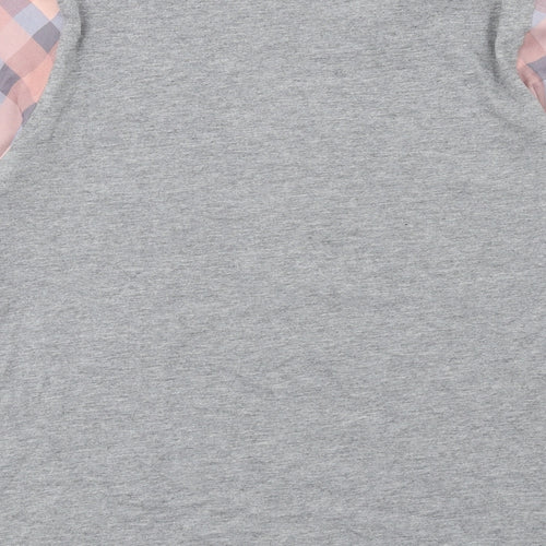 Topshop Womens Multicoloured Plaid Polyester Basic T-Shirt Size 6 Round Neck