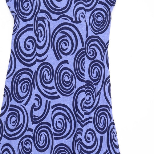 CC Womens Blue Geometric Viscose Fit & Flare Size S V-Neck Pullover