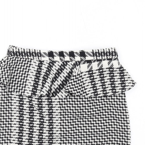 Zara Womens Black Geometric Cotton Straight & Pencil Skirt Size S Zip - Peplum