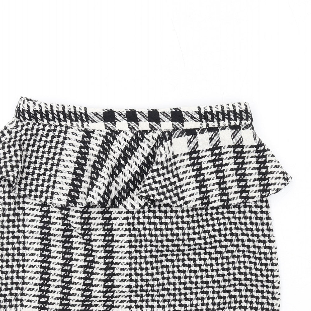 Zara Womens Black Geometric Cotton Straight & Pencil Skirt Size S Zip - Peplum