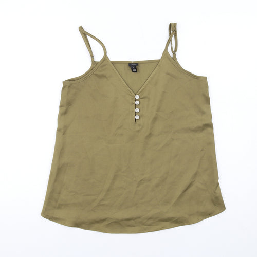 River Island Womens Green Polyester Camisole Tank Size 8 V-Neck - Button Detail