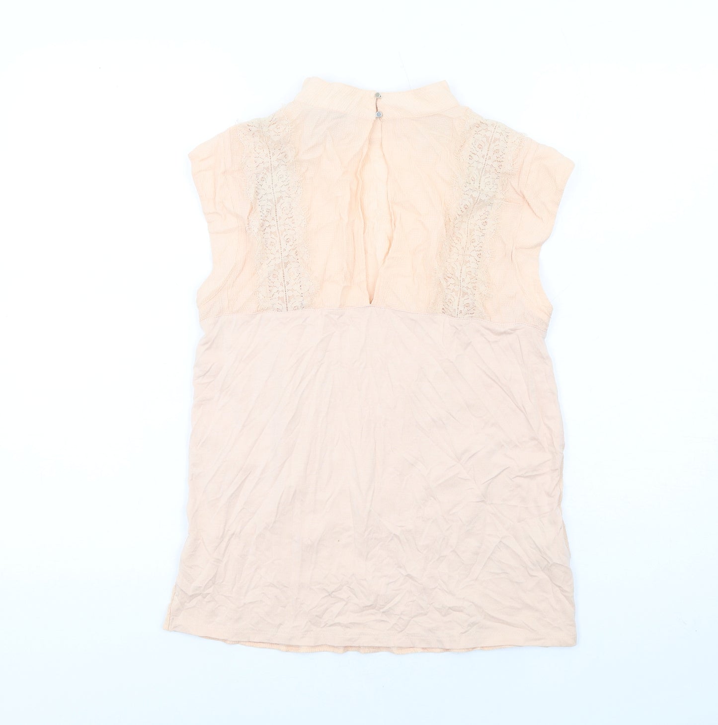 NEXT Womens Pink Viscose Basic Blouse Size 10 Mock Neck - Lace Detail