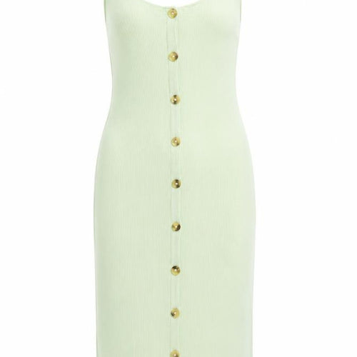Brave Soul Womens Green Viscose Bodycon Size S Scoop Neck Pullover - Button Detail