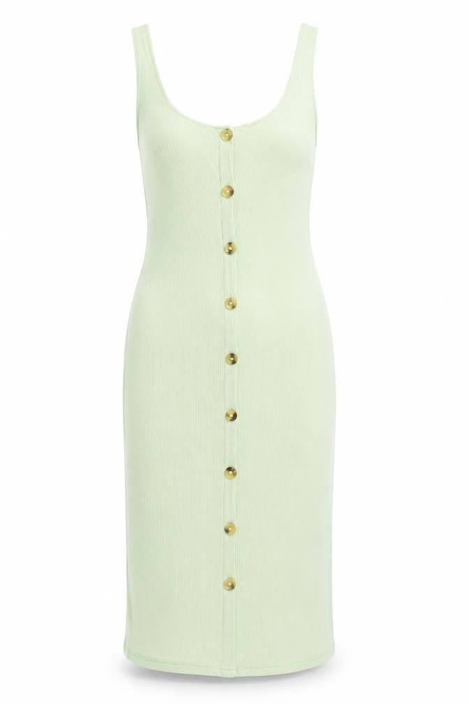 Brave Soul Womens Green Viscose Bodycon Size S Scoop Neck Pullover - Button Detail