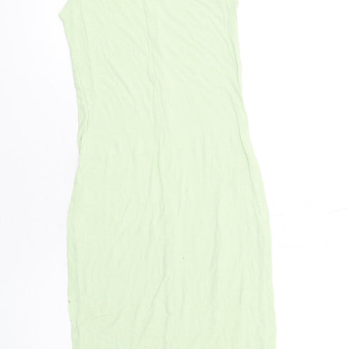 Brave Soul Womens Green Viscose Bodycon Size S Scoop Neck Pullover - Button Detail