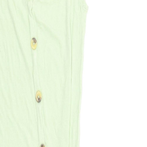 Brave Soul Womens Green Viscose Bodycon Size S Scoop Neck Pullover - Button Detail
