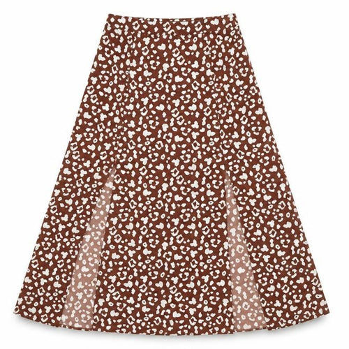 Missguided Womens Brown Animal Print Polyester A-Line Skirt Size 6 Zip - Leopard Print