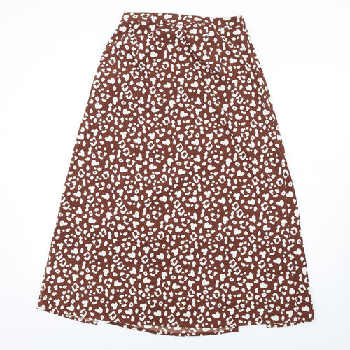 Missguided Womens Brown Animal Print Polyester A-Line Skirt Size 6 Zip - Leopard Print