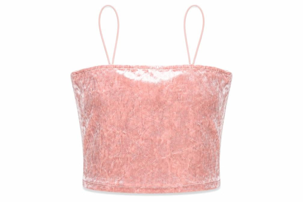 Front view of H&M women’s pink polyester camisole tank, size XS, square neck