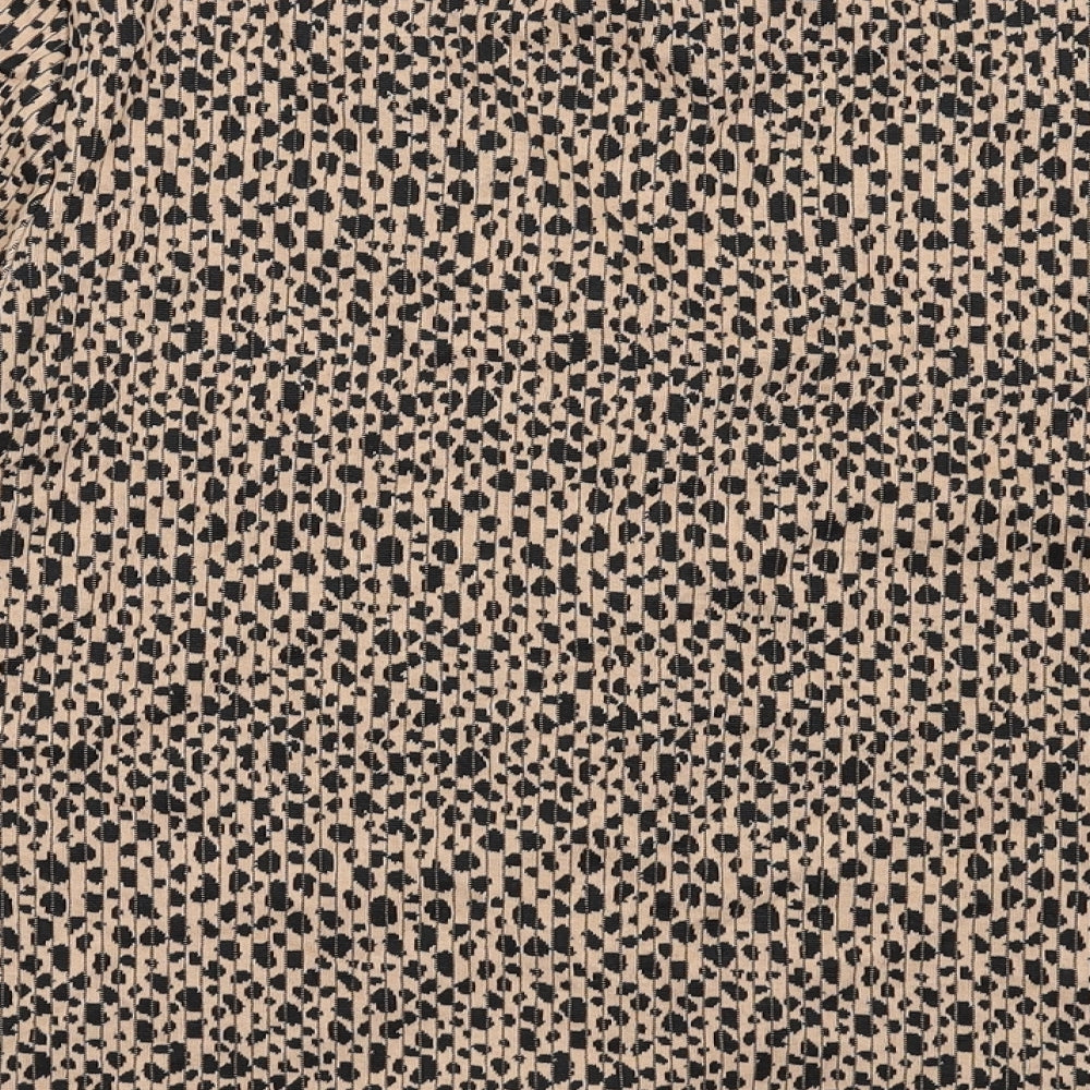 Warehouse Womens Brown Animal Print Polyester Cropped T-Shirt Size 16 V-Neck