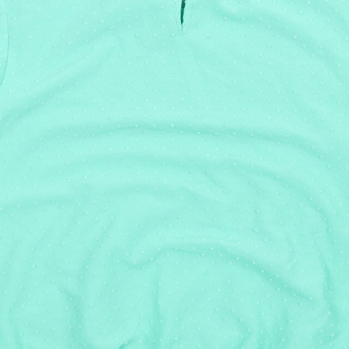 Cotton Traders Womens Green Polyester Basic Blouse Size 16 Round Neck - Crochet Trims
