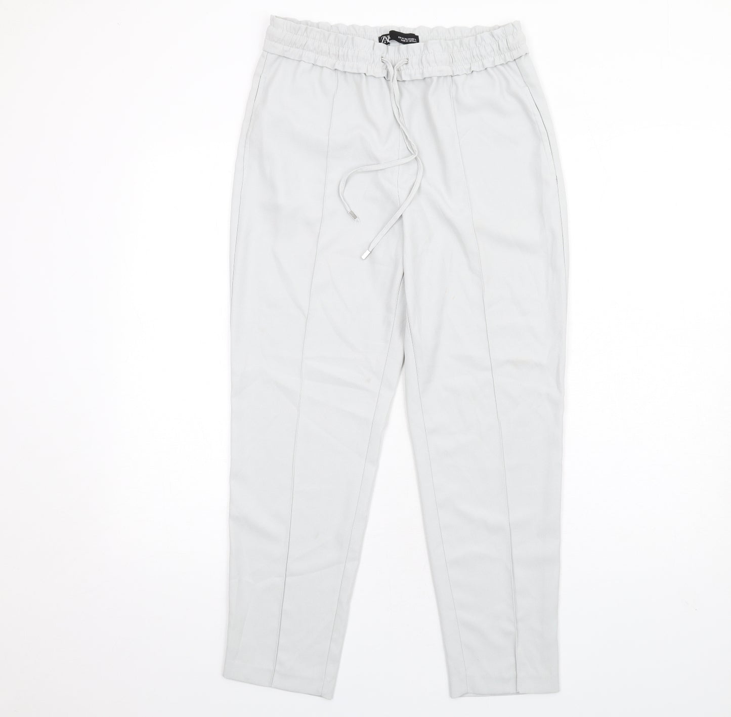 Zara Womens Grey Polyester Trousers Size XS L27 in Regular Drawstring