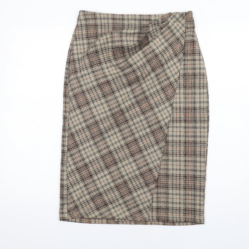 Max Studio Womens Brown Plaid Polyester Straight & Pencil Skirt Size S