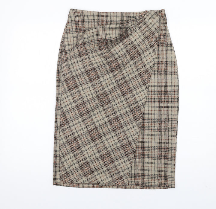Max Studio Womens Brown Plaid Polyester Straight & Pencil Skirt Size S