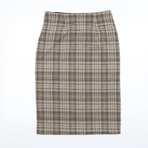 Max Studio Womens Brown Plaid Polyester Straight & Pencil Skirt Size S