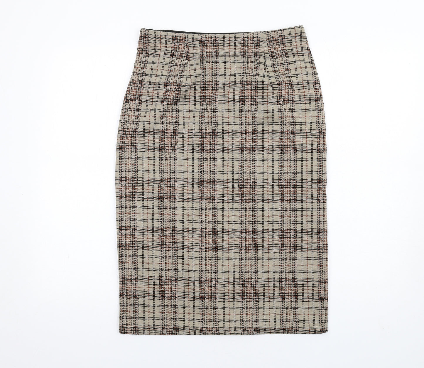 Max Studio Womens Brown Plaid Polyester Straight & Pencil Skirt Size S