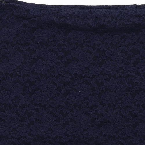 Superdry Womens Blue Cotton Basic T-Shirt Size XL Off the Shoulder - Lace Overlay