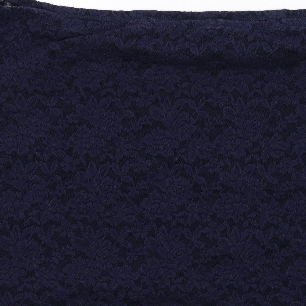 Superdry Womens Blue Cotton Basic T-Shirt Size XL Off the Shoulder - Lace Overlay