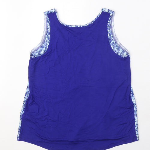 Marks and Spencer Womens Blue Geometric Polyester Basic Tank Size 8 Boat Neck